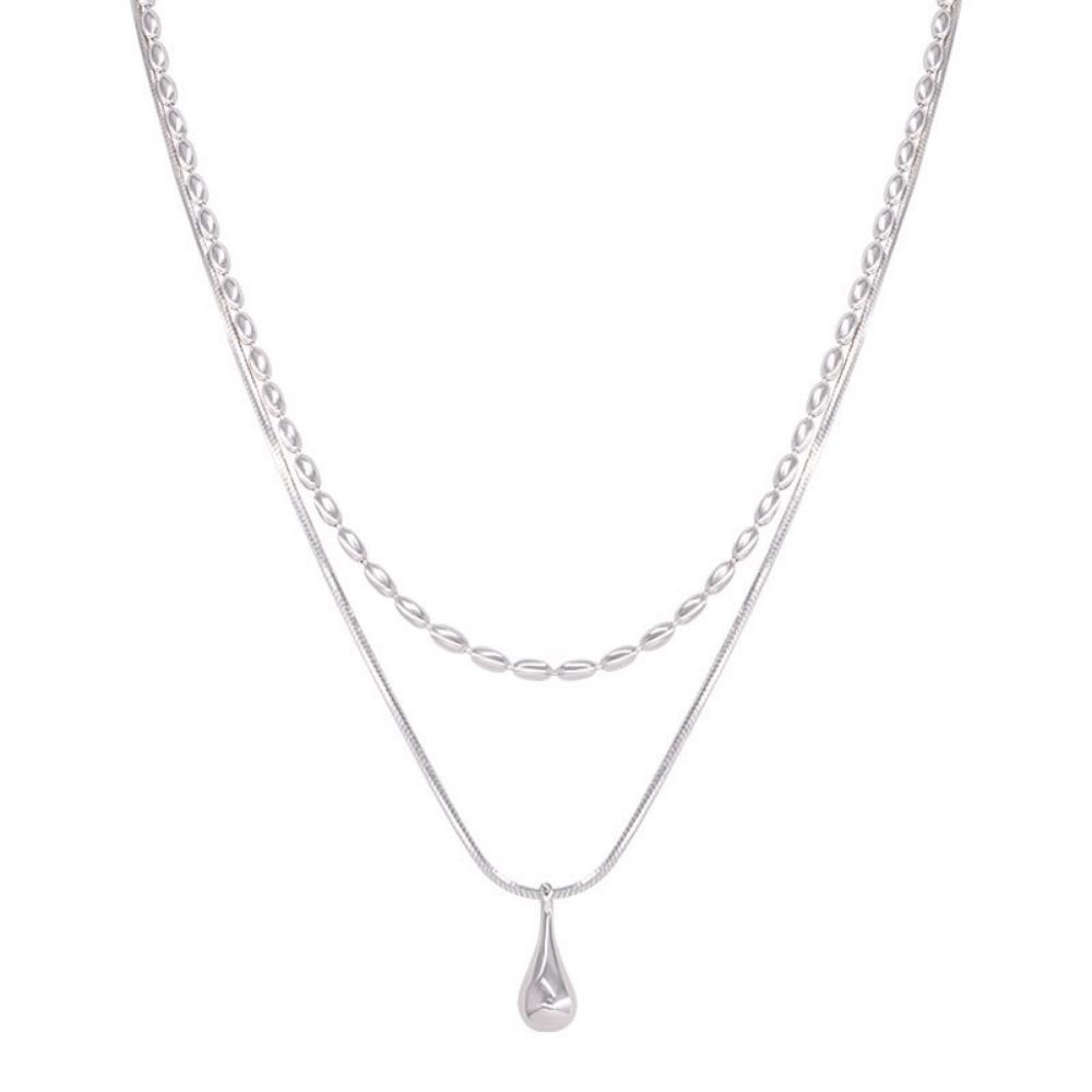 图片 乾佳S925银水滴吊坠颈链